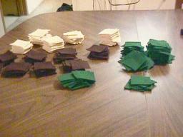 Fig. 4: Piles of completed felt squares.
