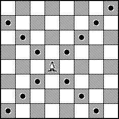 Diagram dat laat zien hoe een loper loopt op het schaakbord.